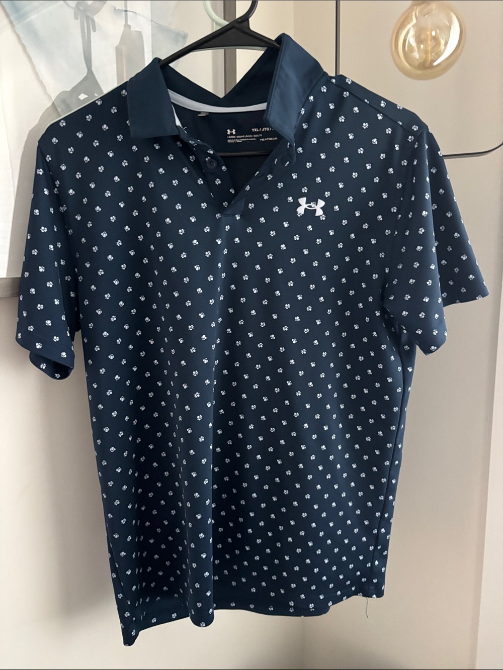 Under Armour Boys Navy Polo small flower print